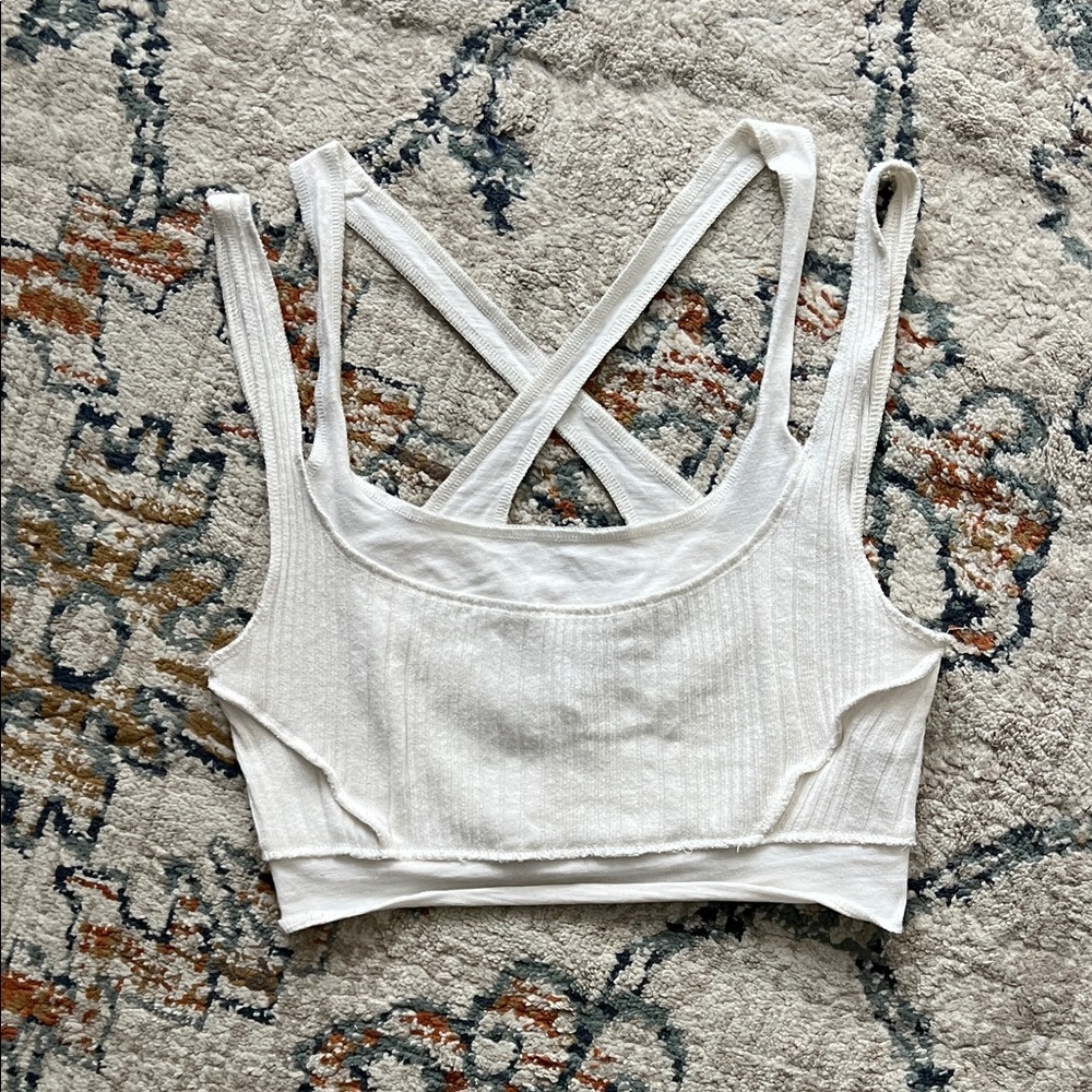 Urban Oufitters White Ribbed Crop Top
